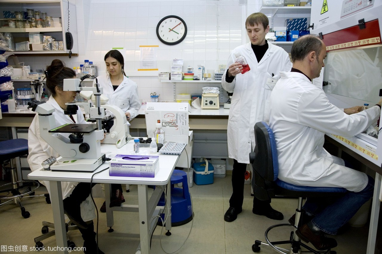 疟疾疫苗的研究。研究人员检查携带疟疾的疟原虫的蚊子繁殖的生物医学研究机构。这是一个抗疟疫苗研究开发的一部分。拍摄在巴斯德研究所巴黎法国。